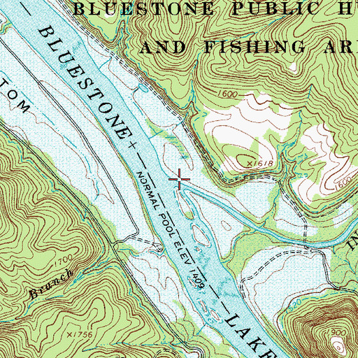 Topographic Map of Indian Creek, WV
