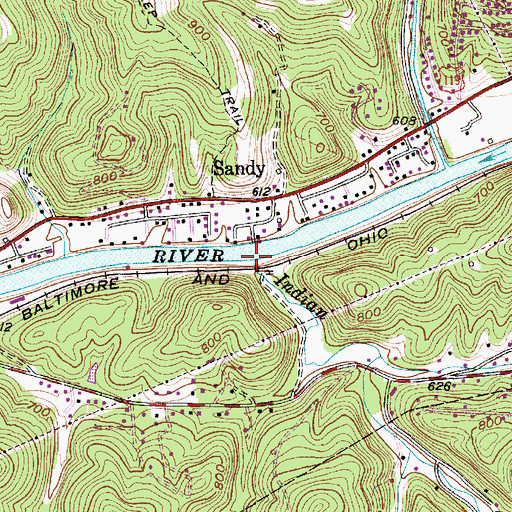 Topographic Map of Indian Creek, WV