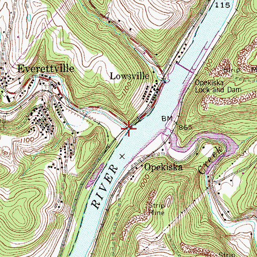 Topographic Map of Indian Creek, WV