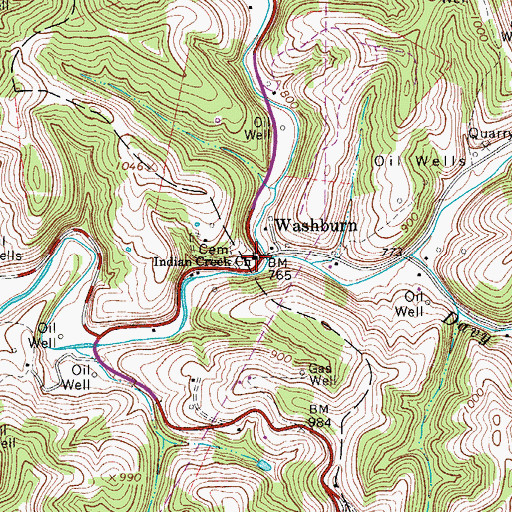 Topographic Map of Indian Creek Church, WV