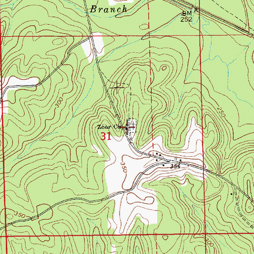 Topographic Map of Zoar Church, AL