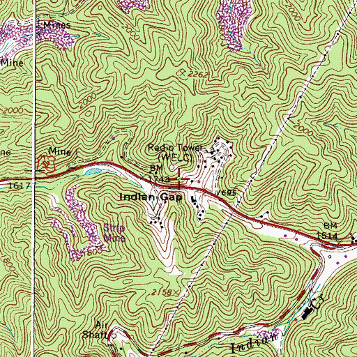 Topographic Map of Indian Gap, WV