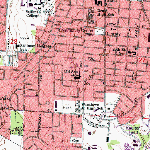 Topographic Map of Martin Luther King Junior Elementary School, AL