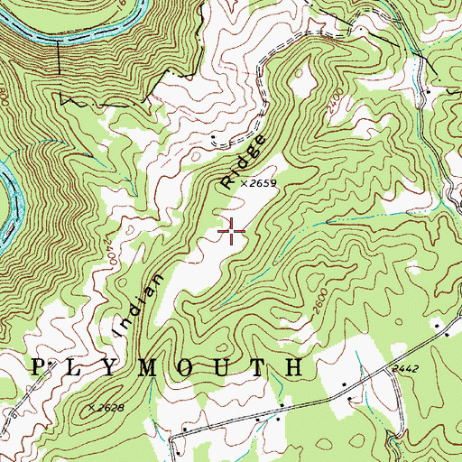 Topographic Map of Indian Ridge, WV
