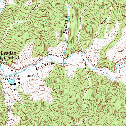 Topographic Map of Indian Run, WV