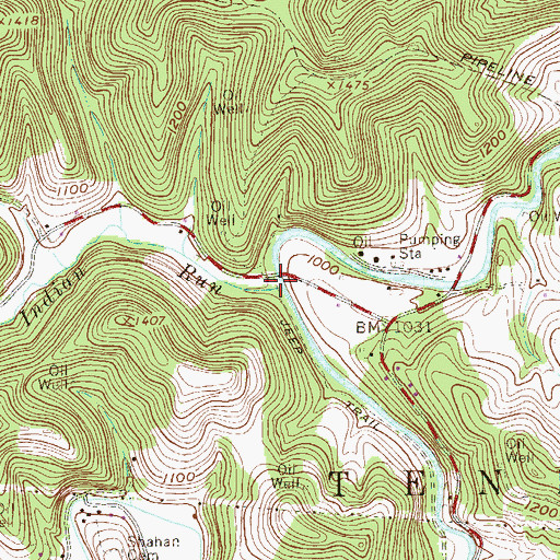 Topographic Map of Indian Run, WV