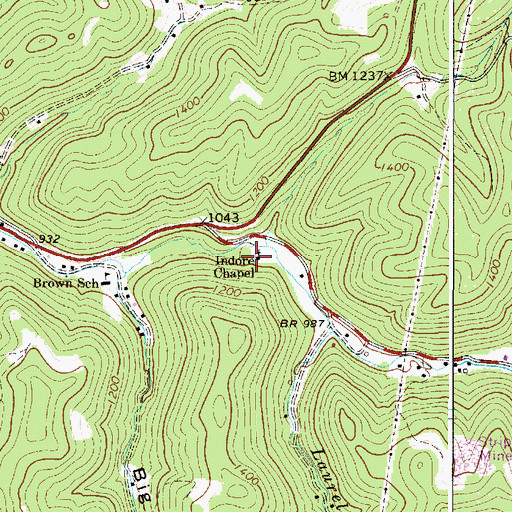 Topographic Map of Indore Chapel, WV