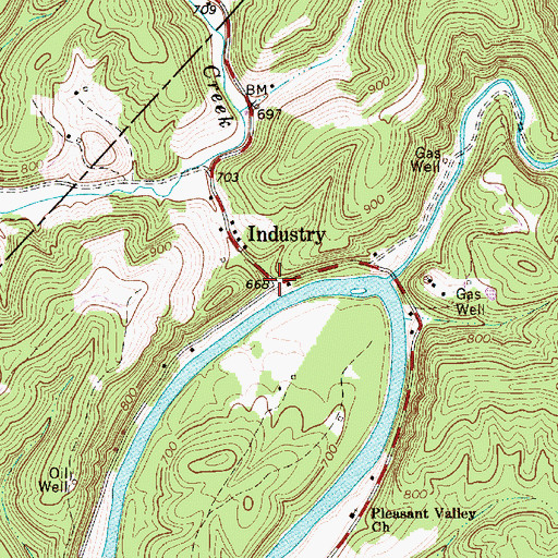 Topographic Map of Industry, WV