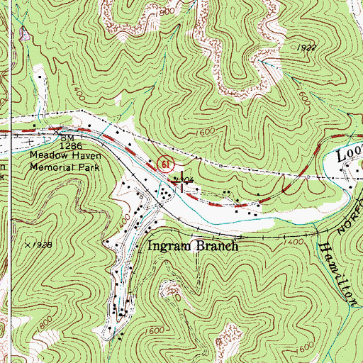 Topographic Map of Ingram Branch, WV