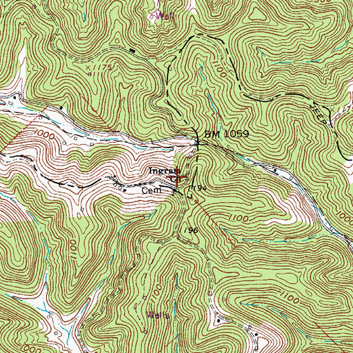 Topographic Map of Ingram Church, WV