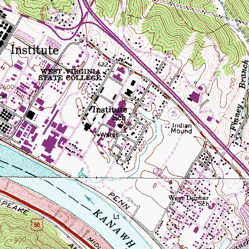 Topographic Map of Institute School, WV