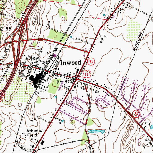 Topographic Map of Inwood, WV