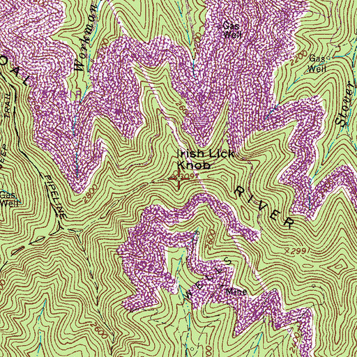 Topographic Map of Irish Lick Knob, WV