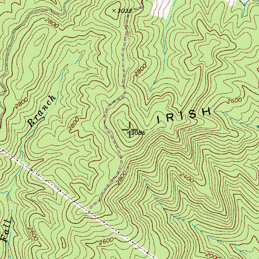 Topographic Map of Irish Mountain, WV