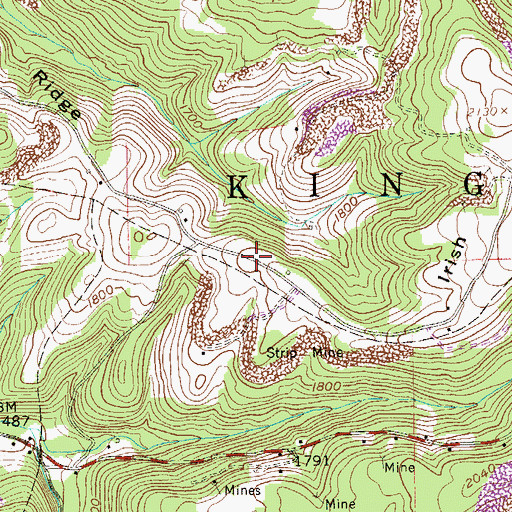 Topographic Map of Irish Ridge, WV