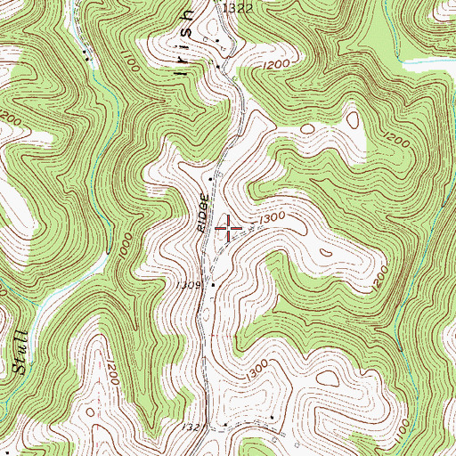 Topographic Map of Irish Ridge, WV