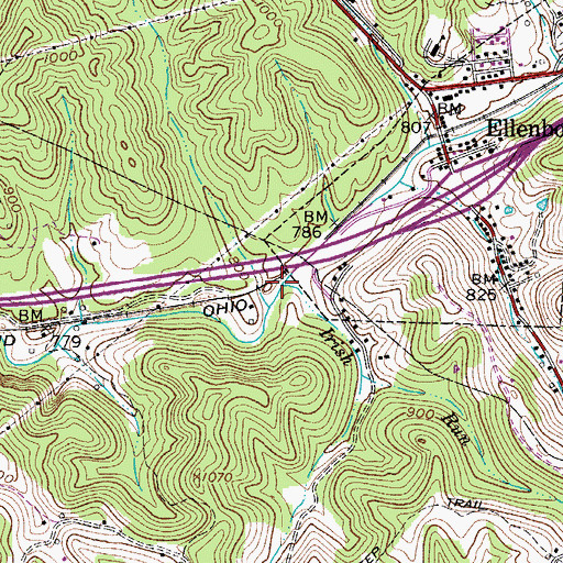 Topographic Map of Irish Run, WV