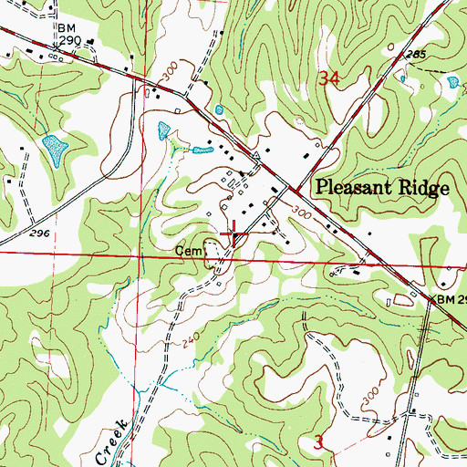 Topographic Map of Pleasant Ridge Presbyterian Church, AL