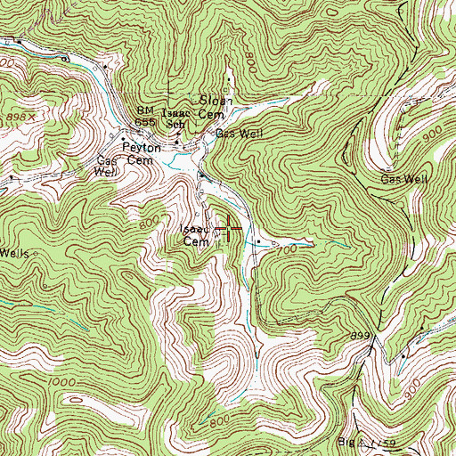 Topographic Map of Isaac Cemetery, WV