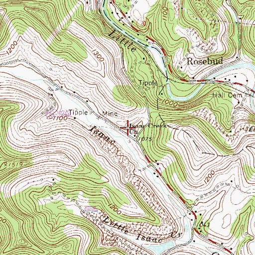 Topographic Map of Isaacs Creek Baptist Church, WV