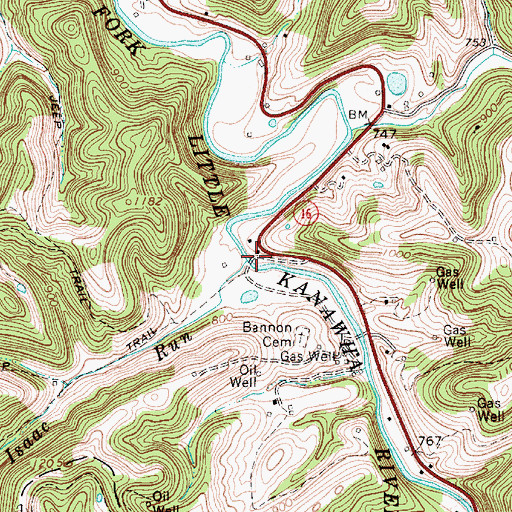 Topographic Map of Isaac Run, WV