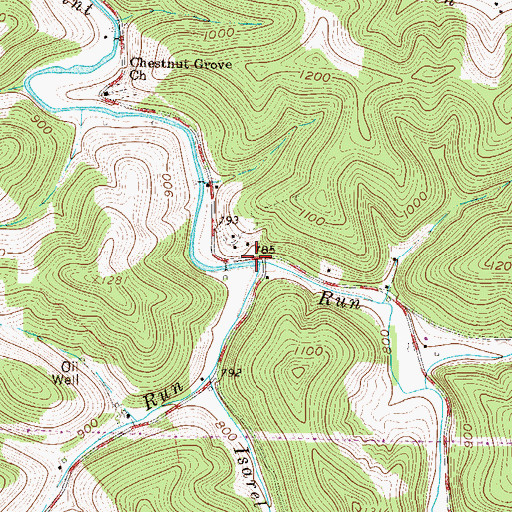 Topographic Map of Isarel Fork, WV