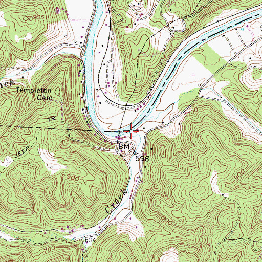 Topographic Map of Island Creek, WV