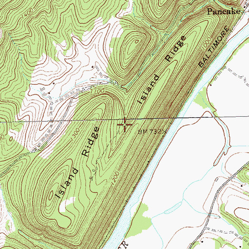 Topographic Map of Island Ridge, WV