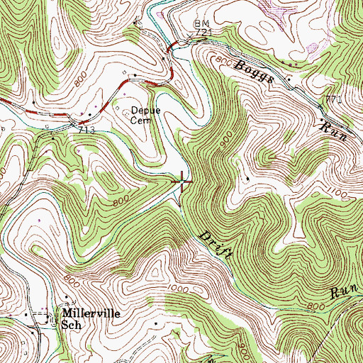 Topographic Map of Island Run, WV