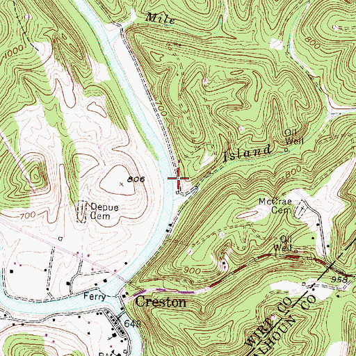 Topographic Map of Island Run, WV