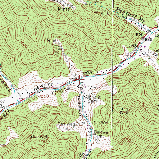 Topographic Map of Isom Branch, WV