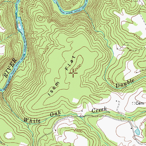 Topographic Map of Isom Flat, WV