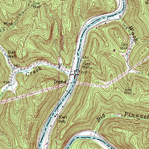 Topographic Map of Ivy Creek, WV