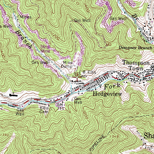 Topographic Map of J B Ellis Cemetery, WV