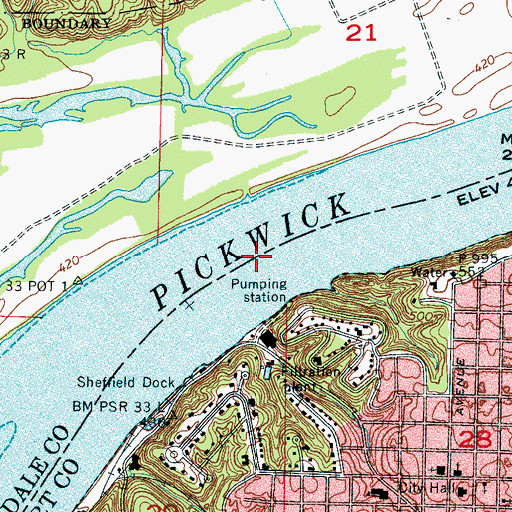 Topographic Map of Sheffield Ferry (historical), AL