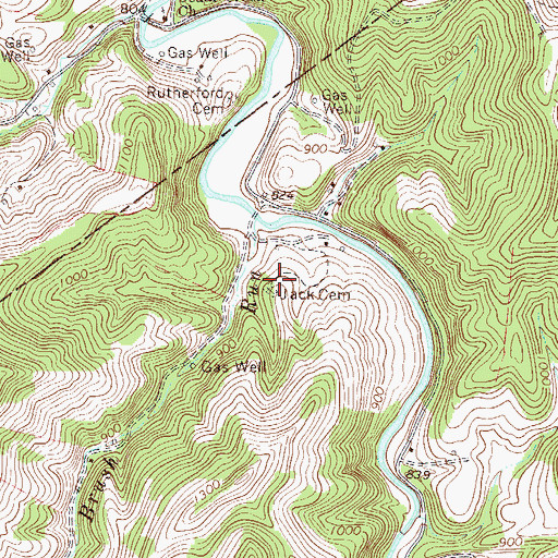 Topographic Map of Jack Cemetery, WV