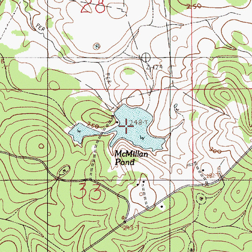 Topographic Map of McMillan Pond, AL