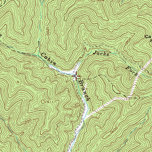Topographic Map of Jacks Fork, WV