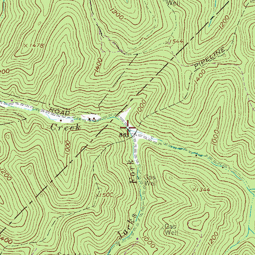 Topographic Map of Jacks Fork, WV