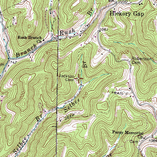 Topographic Map of Jackson Cemetery, WV