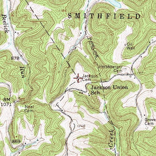 Topographic Map of Jackson Cemetery, WV