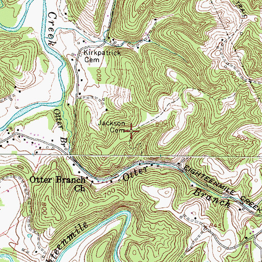 Topographic Map of Jackson Cemetery, WV