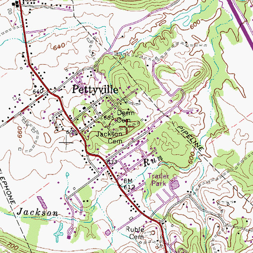Topographic Map of Jackson Cemetery, WV