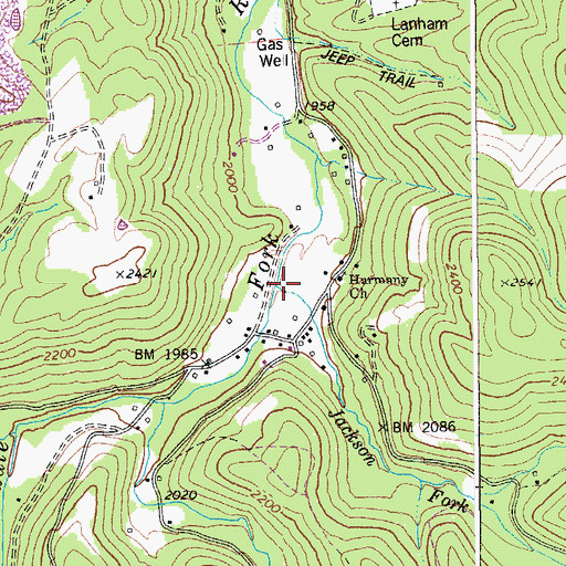 Topographic Map of Jackson Fork, WV