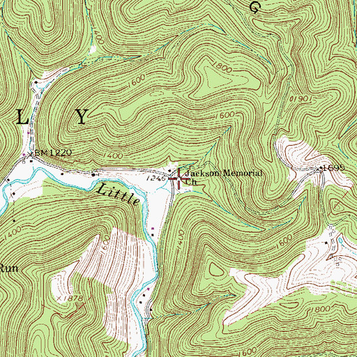 Topographic Map of Jackson Memorial Church, WV