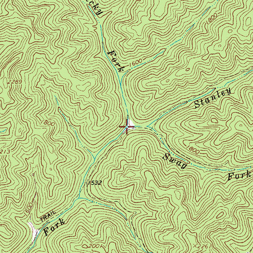 Topographic Map of Jacky Fork, WV