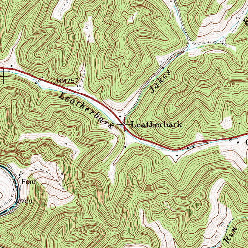 Topographic Map of Jakes Fork, WV