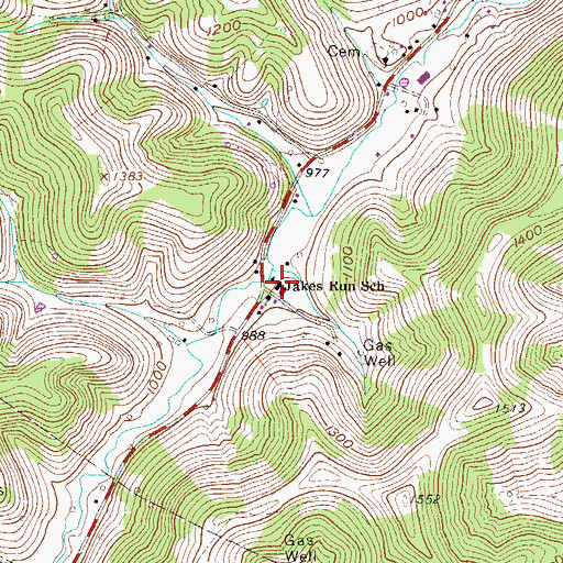 Topographic Map of Jakes Run Early Childhood Center, WV