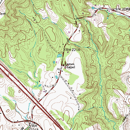 Topographic Map of James Chapel United Methodist Church, WV