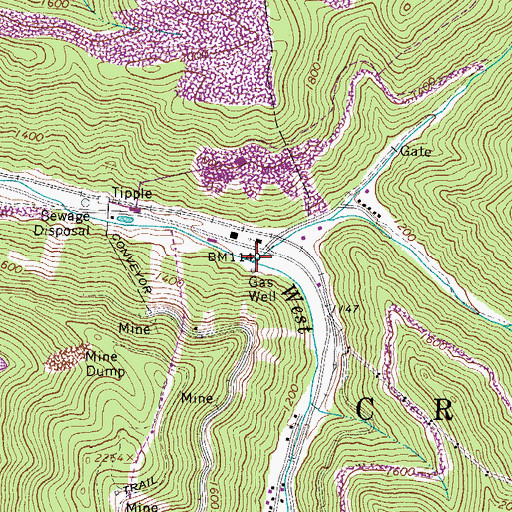 Topographic Map of James Creek, WV